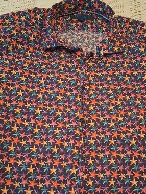 Haspel Men's Seersucker Multicolor Star Print Casual Button-Down Shirt